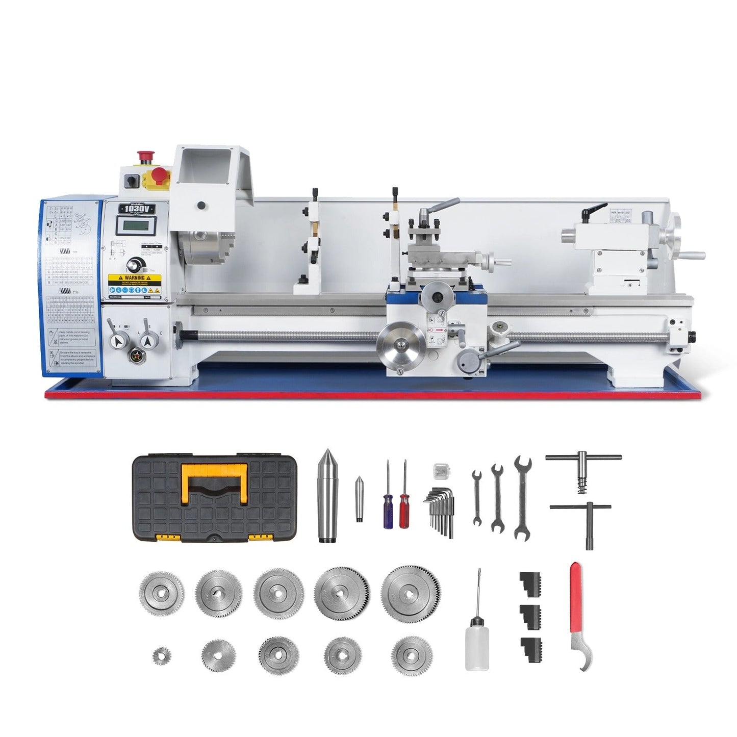 1.5 HP 10'' x 30'' Combination Lathe Milling Drilling Machine, 1.5'' Spindle Bore, 0-2000 RPM Variable Speed, High Precision Benchtop Lathe for Metalworking – Without Stand 1030VC