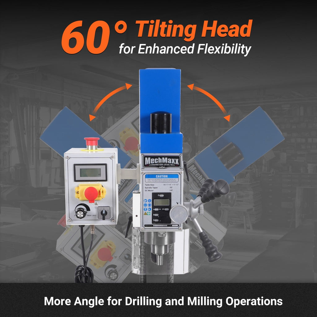 1.5 HP 10'' x 30'' Combination Lathe Milling Drilling Machine, 1.5'' Spindle Bore, 0-2000 RPM Variable Speed, High Precision Benchtop Lathe for Metalworking – Without Stand 1030VC