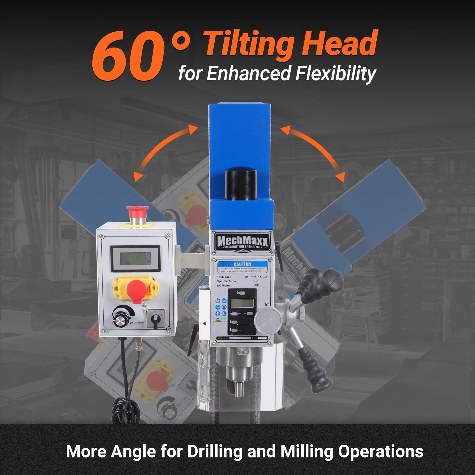 1.5 HP 10'' x 30'' Combination Lathe Milling Drilling Machine, 1.5'' Spindle Bore, 0-2000 RPM Variable Speed, High Precision Benchtop Lathe for Metalworking – Without Stand 1030VC