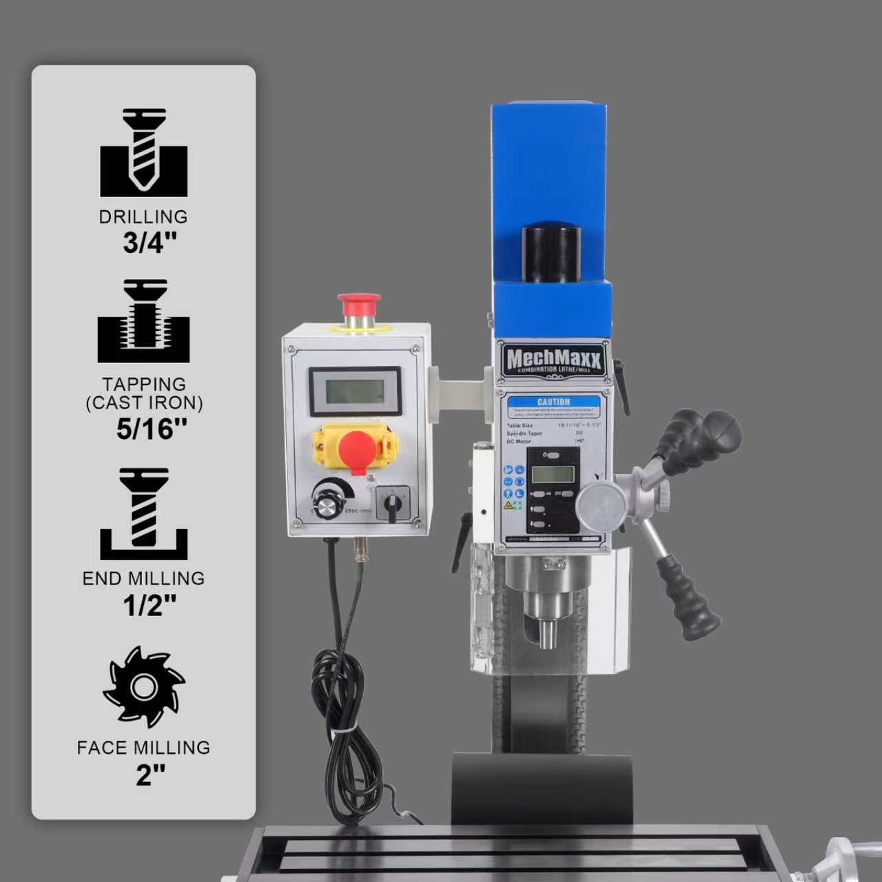 1.5 HP 10'' x 30'' Combination Lathe Milling Drilling Machine, 1.5'' Spindle Bore, 0-2000 RPM Variable Speed, High Precision Benchtop Lathe for Metalworking – Without Stand 1030VC
