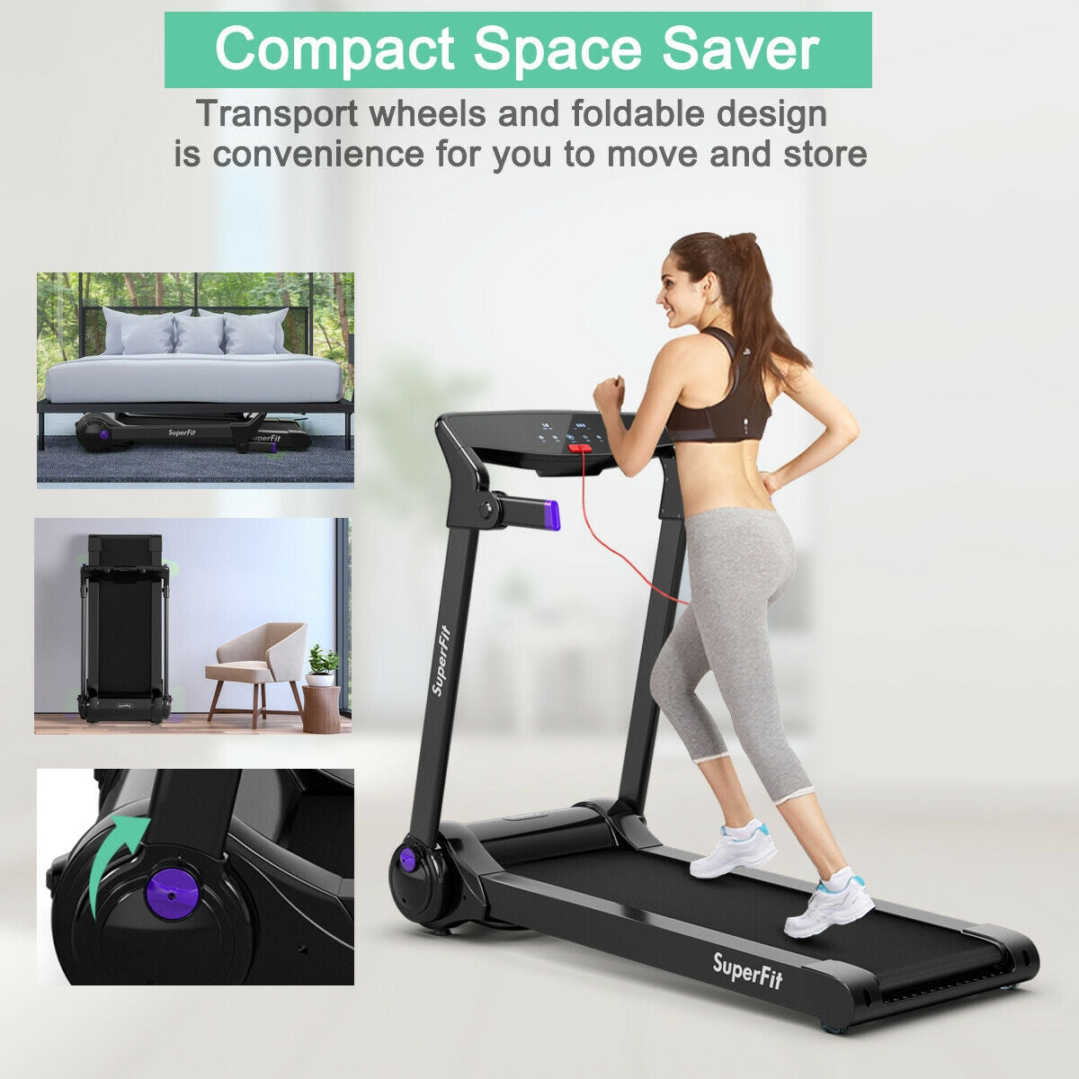 Costway 3HP Folding Electric Treadmill Bluetooth Speaker 58697023 New