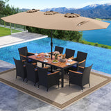 Costway 10 Piece Outdoor Patio Dining Set w/ 15' Double-Sided Twin Umbrella 659827341 New