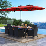 Costway 10 Piece Outdoor Patio Dining Set w/ 15' Double-Sided Twin Umbrella 659827341 New
