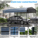Costway 10' x 14.5' Heavy-Duty Carport Outdoor Galvanized Steel Garage Car Shelter Leak-Proof Roof 60380765 New