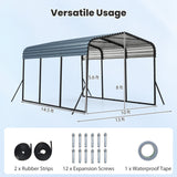 Costway 10' x 14.5' Heavy-Duty Carport Outdoor Galvanized Steel Garage Car Shelter Leak-Proof Roof 60380765 New