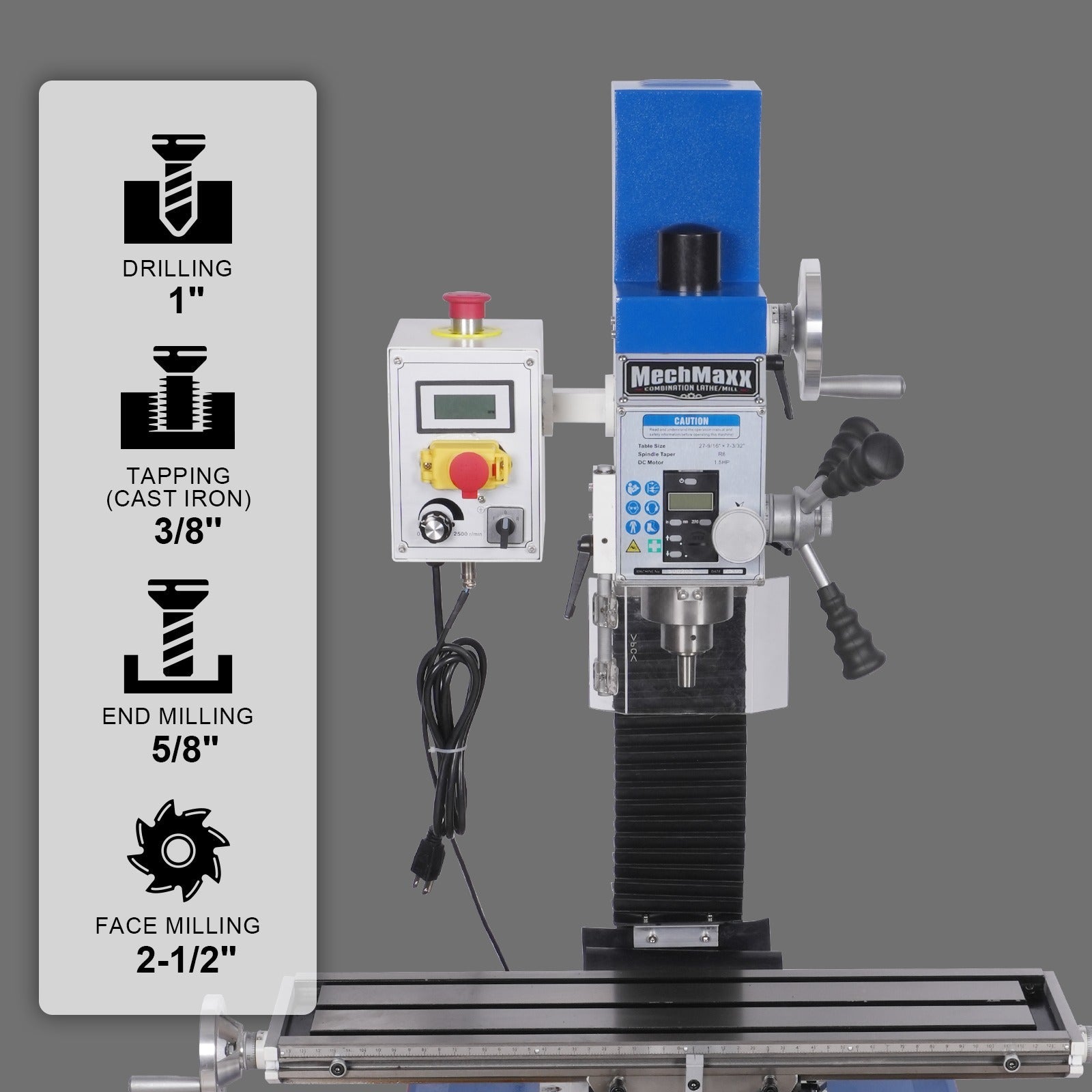 2 HP 11'' x 30'' Combination Lathe Milling Drilling Machine Brushless Motor, 1.5'' Spindle Bore, 0-2000 RPM Variable Speed, High Precision Benchtop Lathe for Metalworking – Without Stand 1130VC