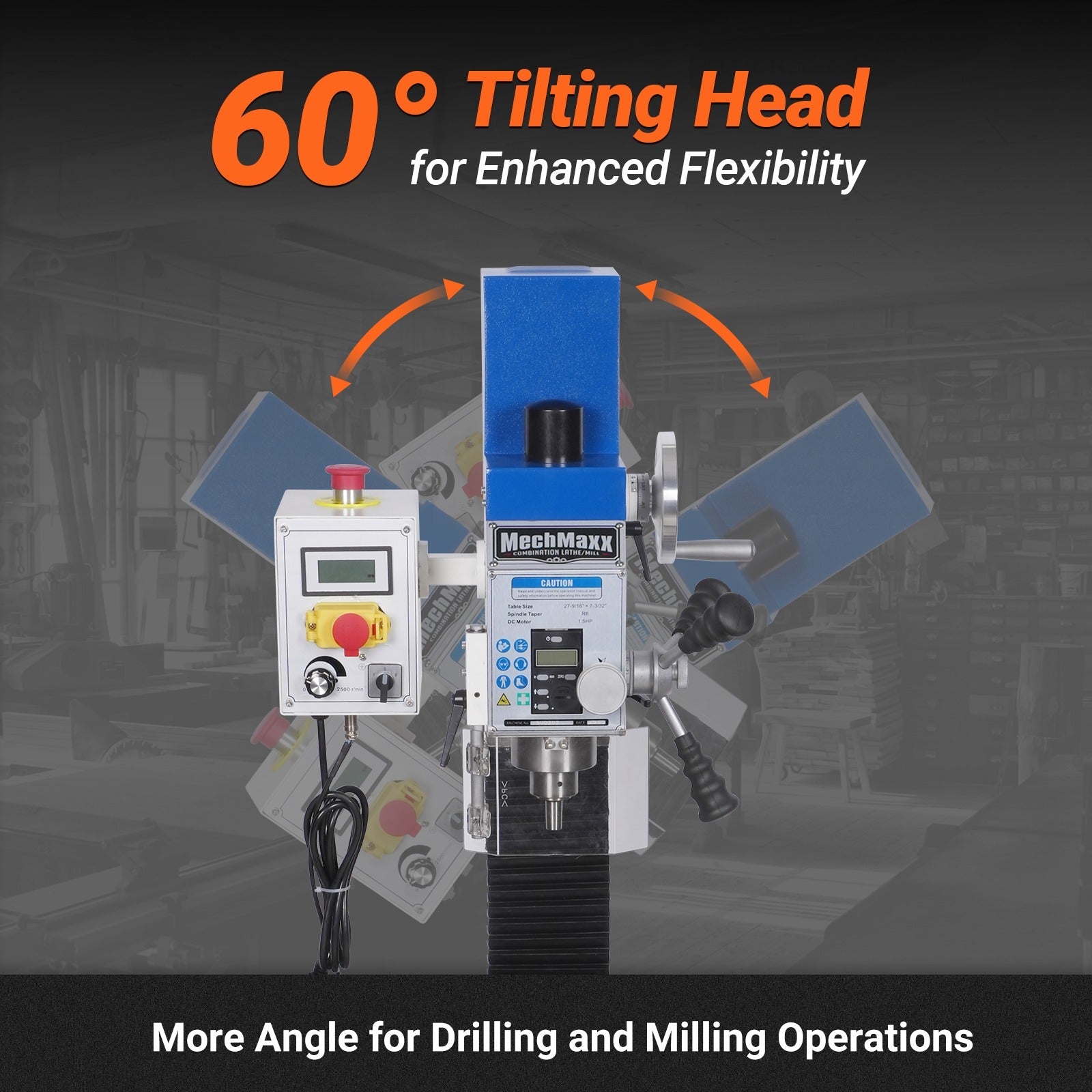 2 HP 11'' x 30'' Combination Lathe Milling Drilling Machine Brushless Motor, 1.5'' Spindle Bore, 0-2000 RPM Variable Speed, High Precision Benchtop Lathe for Metalworking – Without Stand 1130VC