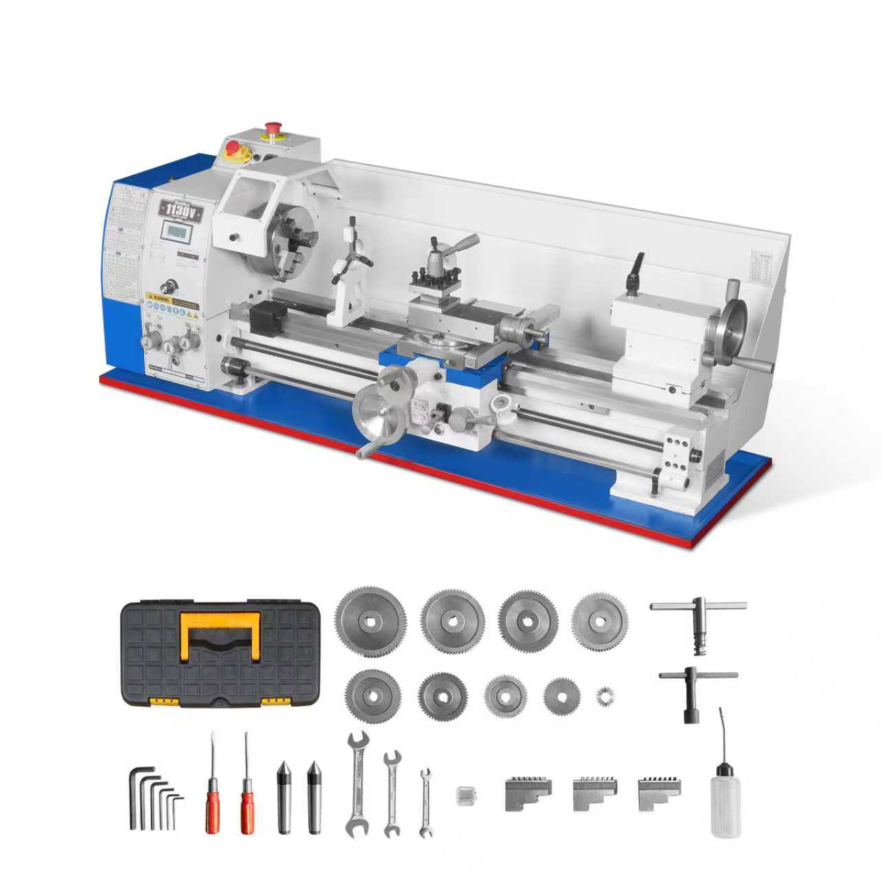 Metal Lathe Machine 11'' x 30'' High Precision Benchtop Brushless Motor 0-2000 RPM Variable Speed Metal Working Machine 2HP Small Lathe without Stand 1130V