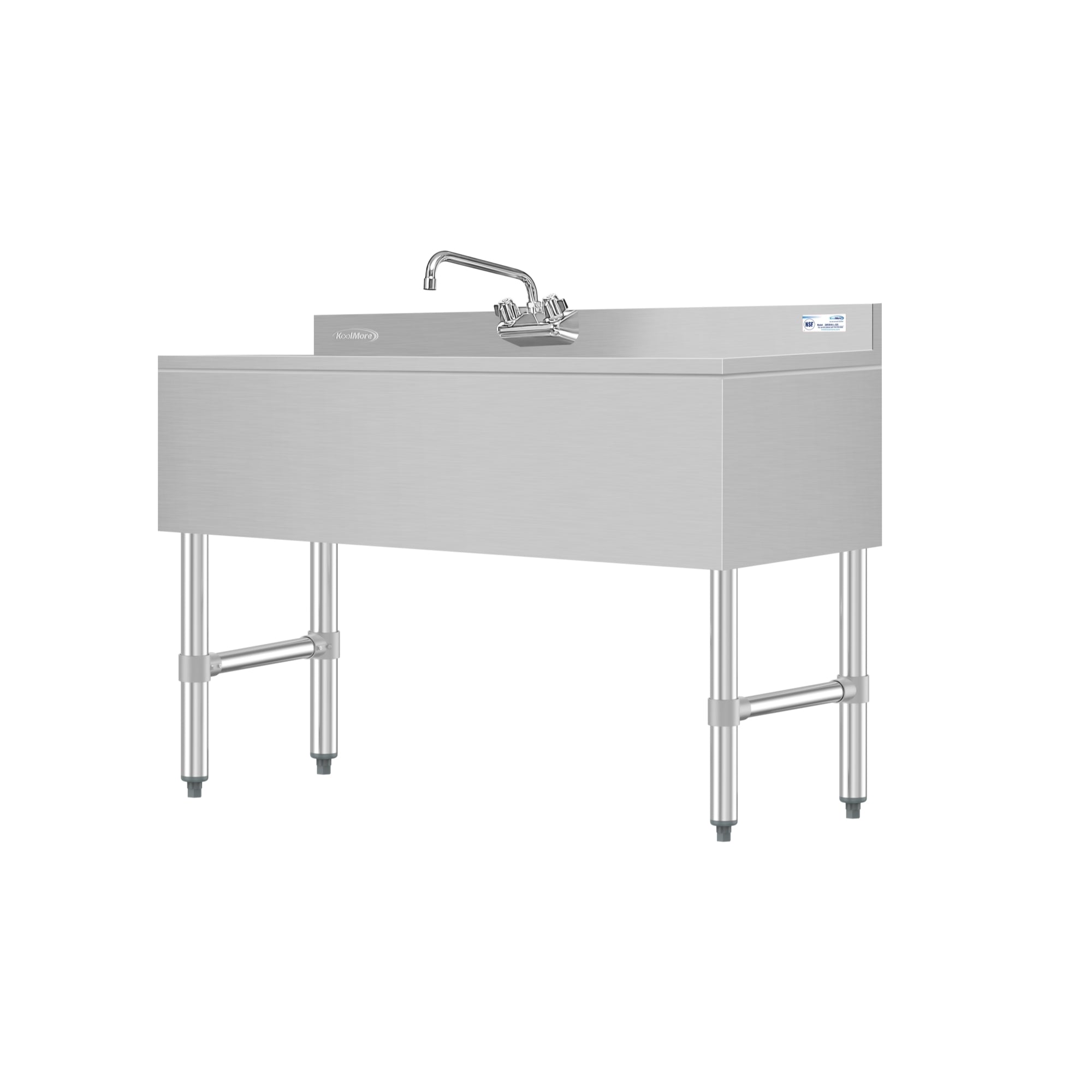 48 in. Three-Compartment Commercial Under-Bar Sink with 3 in. Backsplash, Left Drainboard and Low Lead Faucet, NSF Certified in Stainless Steel