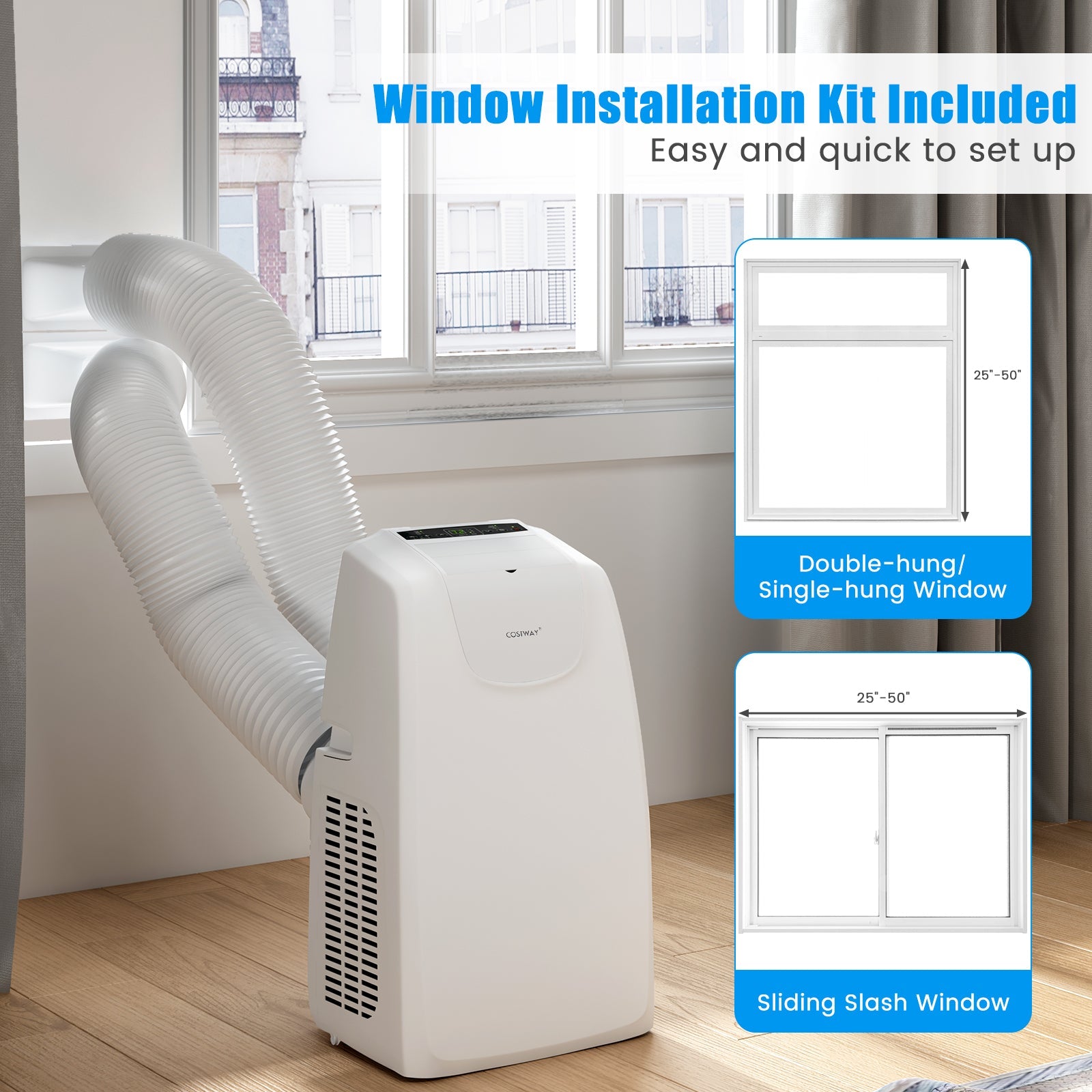 Costway 12000 BTU Dual Hose Portable Air Conditioner w/ Remote 47529318 New