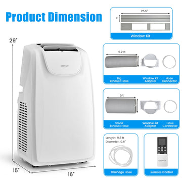 Costway 12000 BTU Dual Hose Portable Air Conditioner w/ Remote 47529318 New