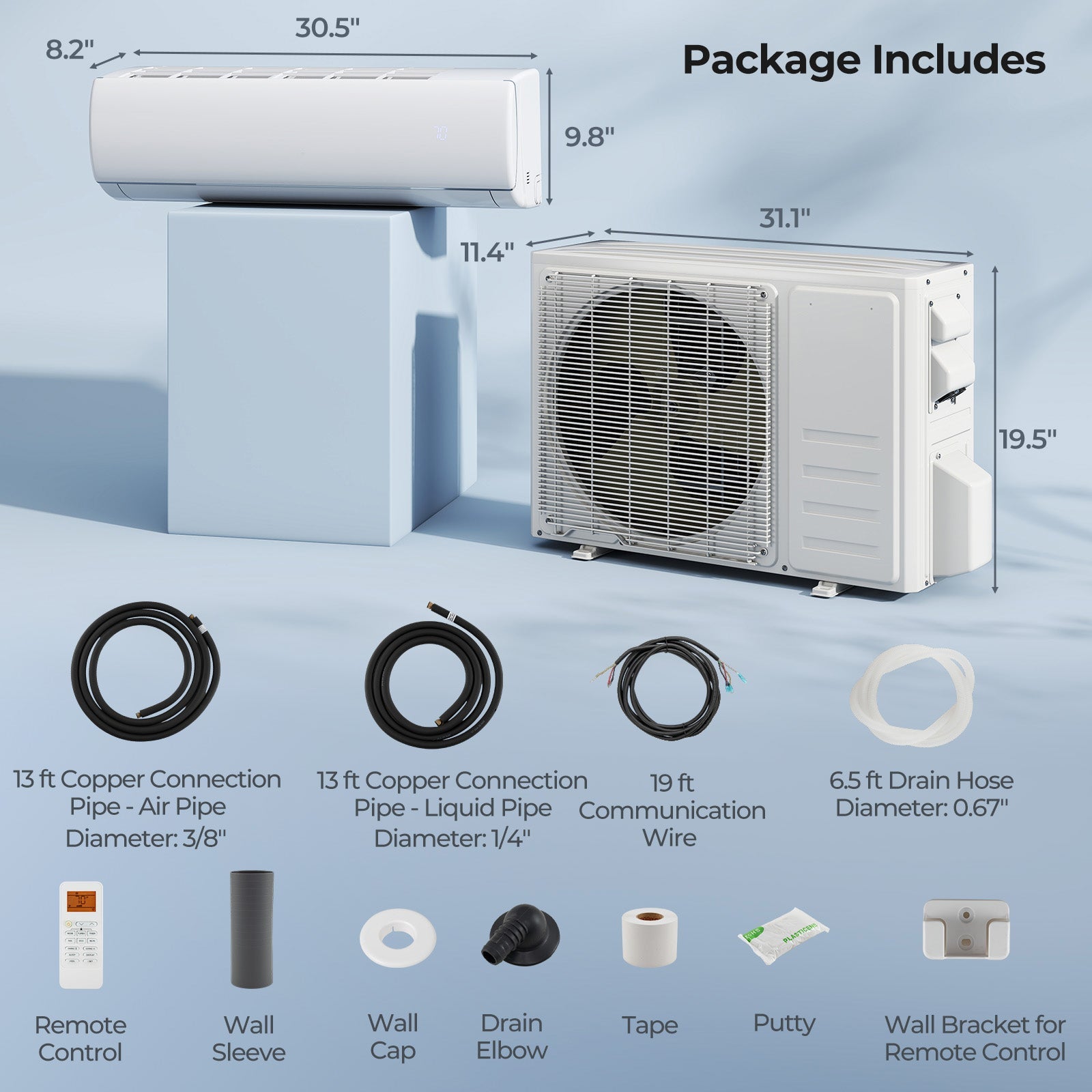 Costway EchoCool 11500 BTU 115V Mini Split Air Conditioner Heat Pump WiFi 132874569 New