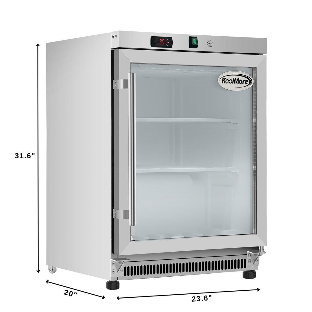 24 in. Commercial Countertop Display Freezer in White with Stainless Steel and Glass Door, 4.6 Cu. ft. - Wrap