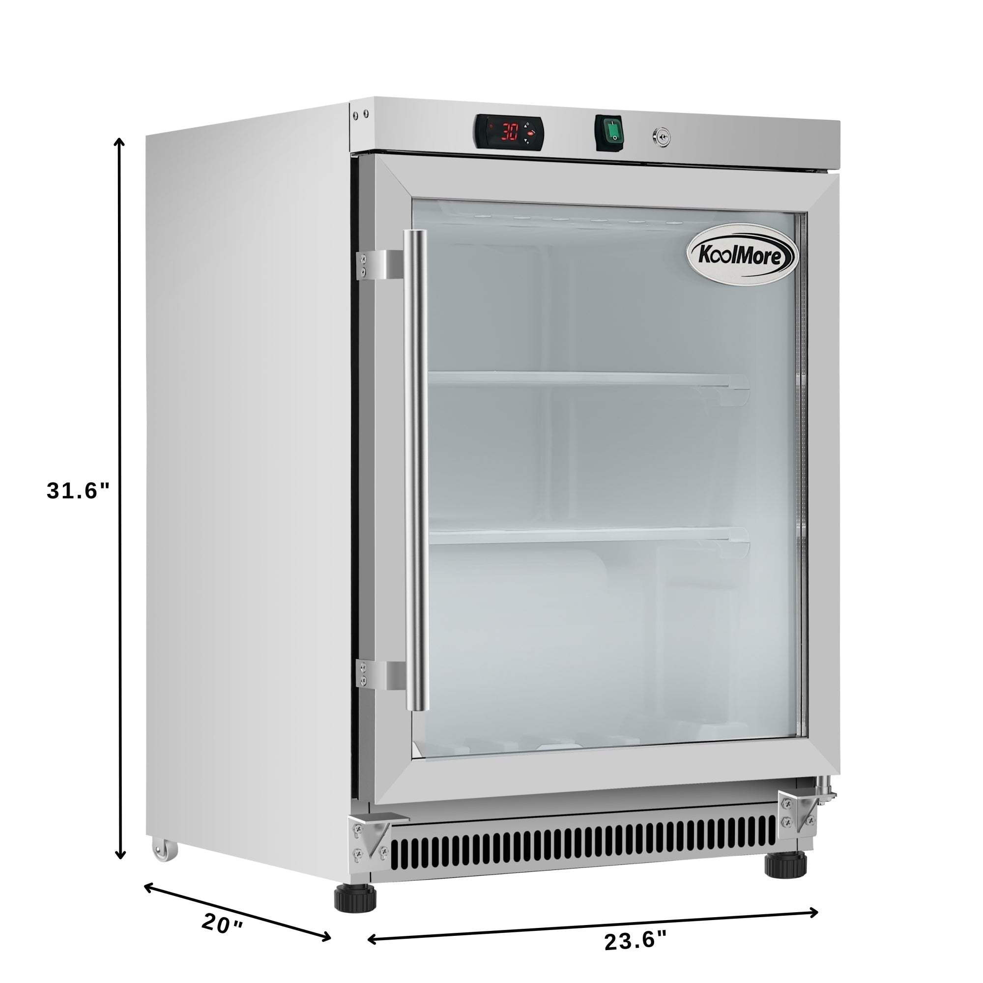 24 in. Commercial Countertop Display Freezer in White with Stainless Steel and Glass Door, 4.6 Cu. ft. - Wrap