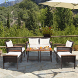 Costway 7-Pc Patio Rattan Cushioned Conversation Set 02931568 New