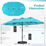 Costway 11-Pc Patio Dining Set w/ 15' Double-Sided Umbrella & 8 Stackable Rattan Chairs 25652813 New