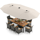 Costway 11-Pc Patio Dining Set w/ 15' Double-Sided Umbrella & Base 36148795 New