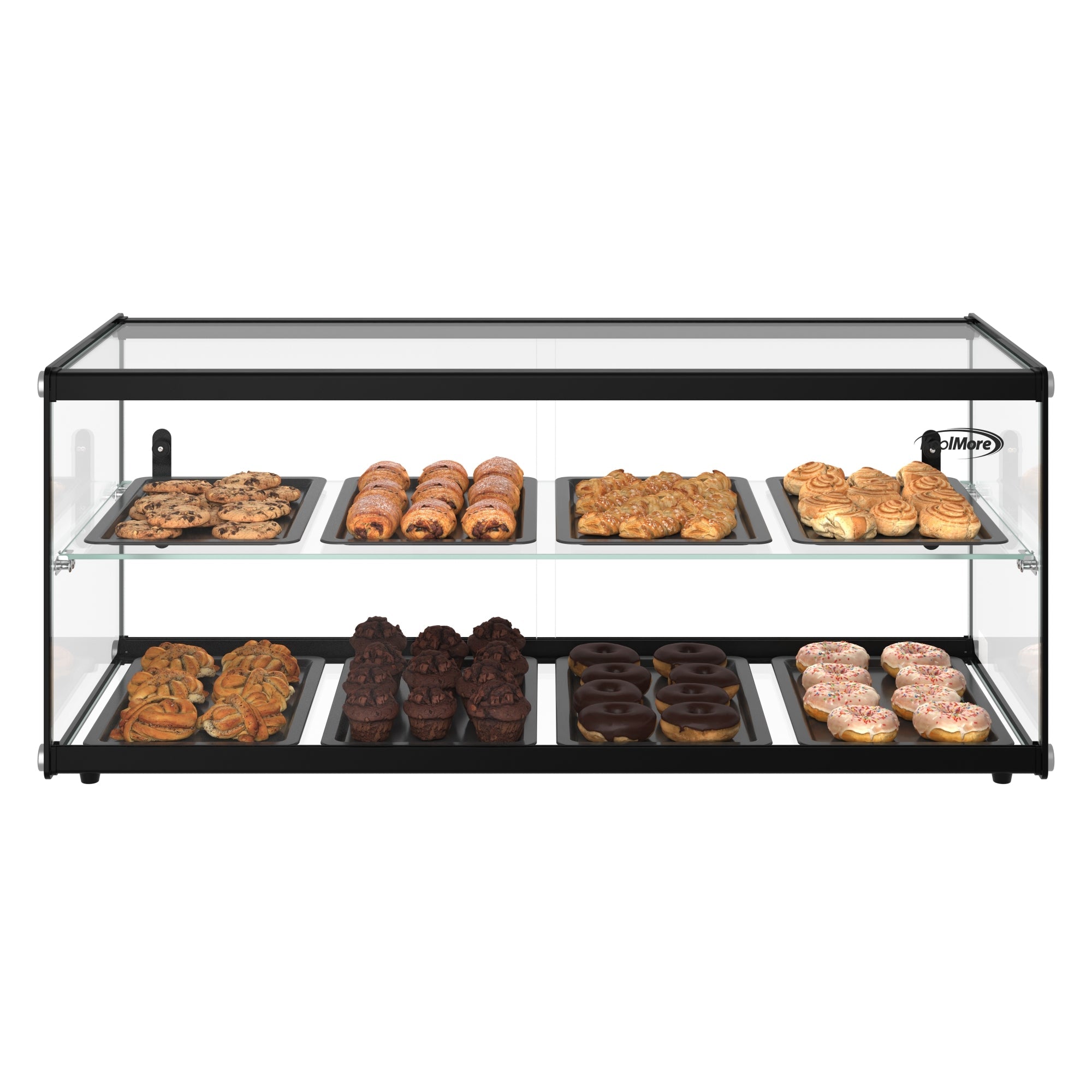 36 in. 2 Tiered Pastry Display Case With Shelf and Sliding Door, 4.2 cu. ft. Capacity, ETL Listed