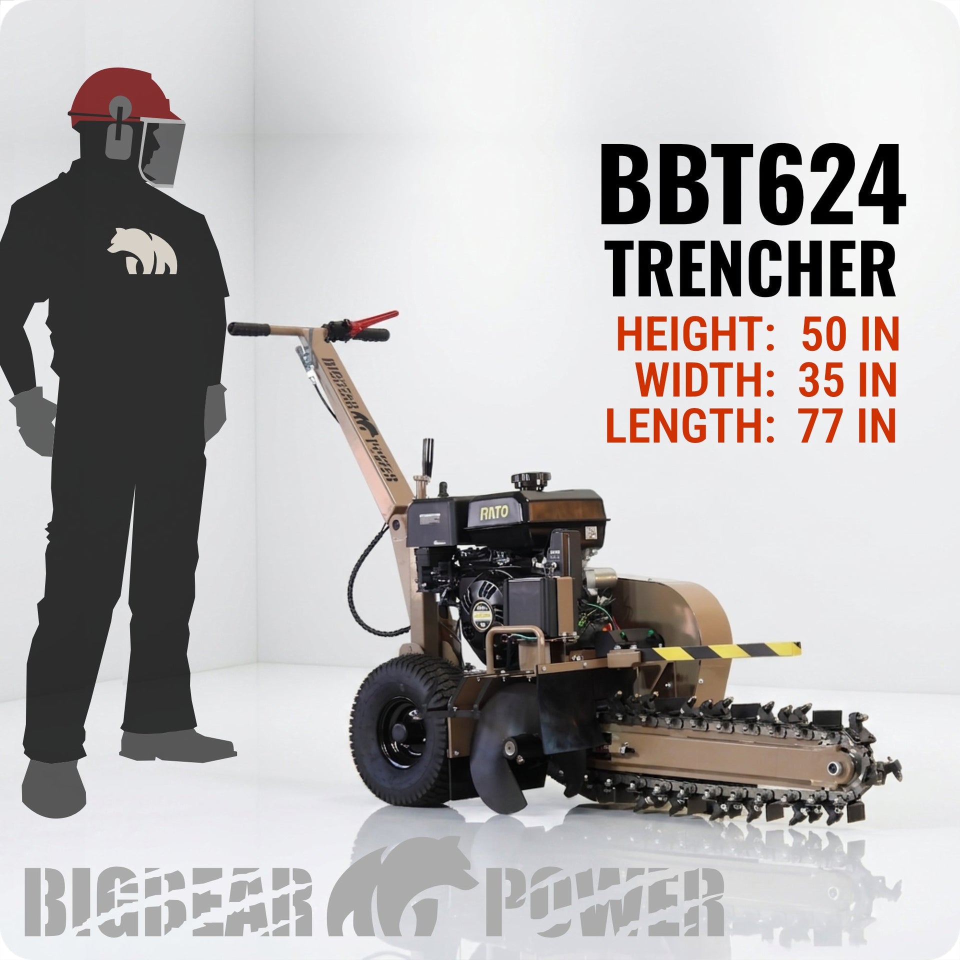 BigBear Power BBT624 Trencher 24 in. 15 HP Rato Engine 200 ft/Hr New