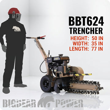 BigBear Power BBT624 Trencher 24 in. 15 HP Rato Engine 200 ft/Hr New