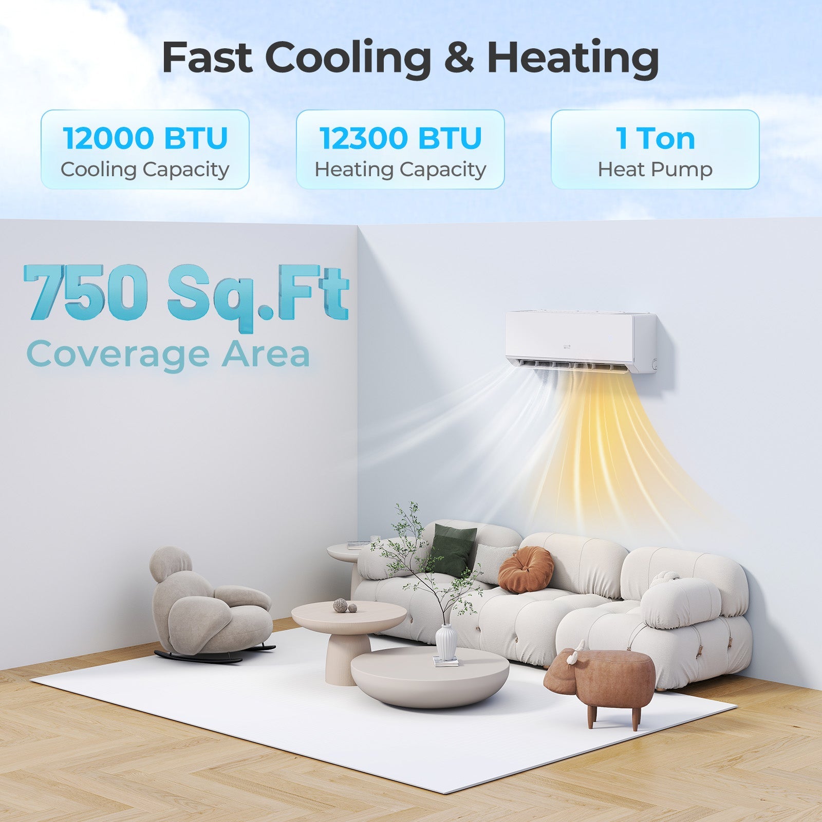 Costway 12000 BTU 24 SEER2 115V Mini Split Heat Pump AC ENERGY STAR 743895621 New