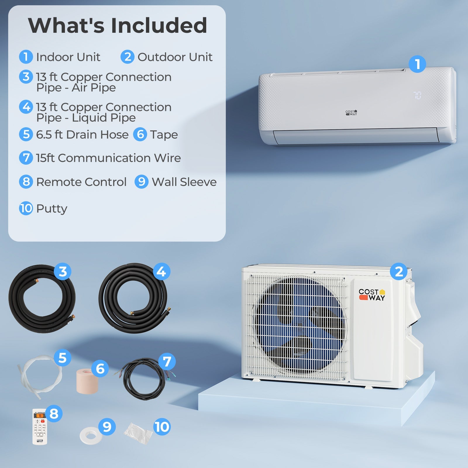 Costway 12000 BTU 115V 22 SEER2 WiFi Mini Split Heat Pump 796124538 New