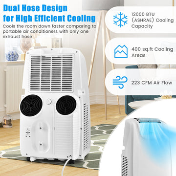 Costway 12000 BTU Dual Hose Portable Air Conditioner w/ Remote 47529318 New