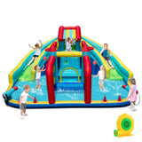 Costway Inflatable Double Water Slide Park Obstacle Course 680W Blower 18130534 New
