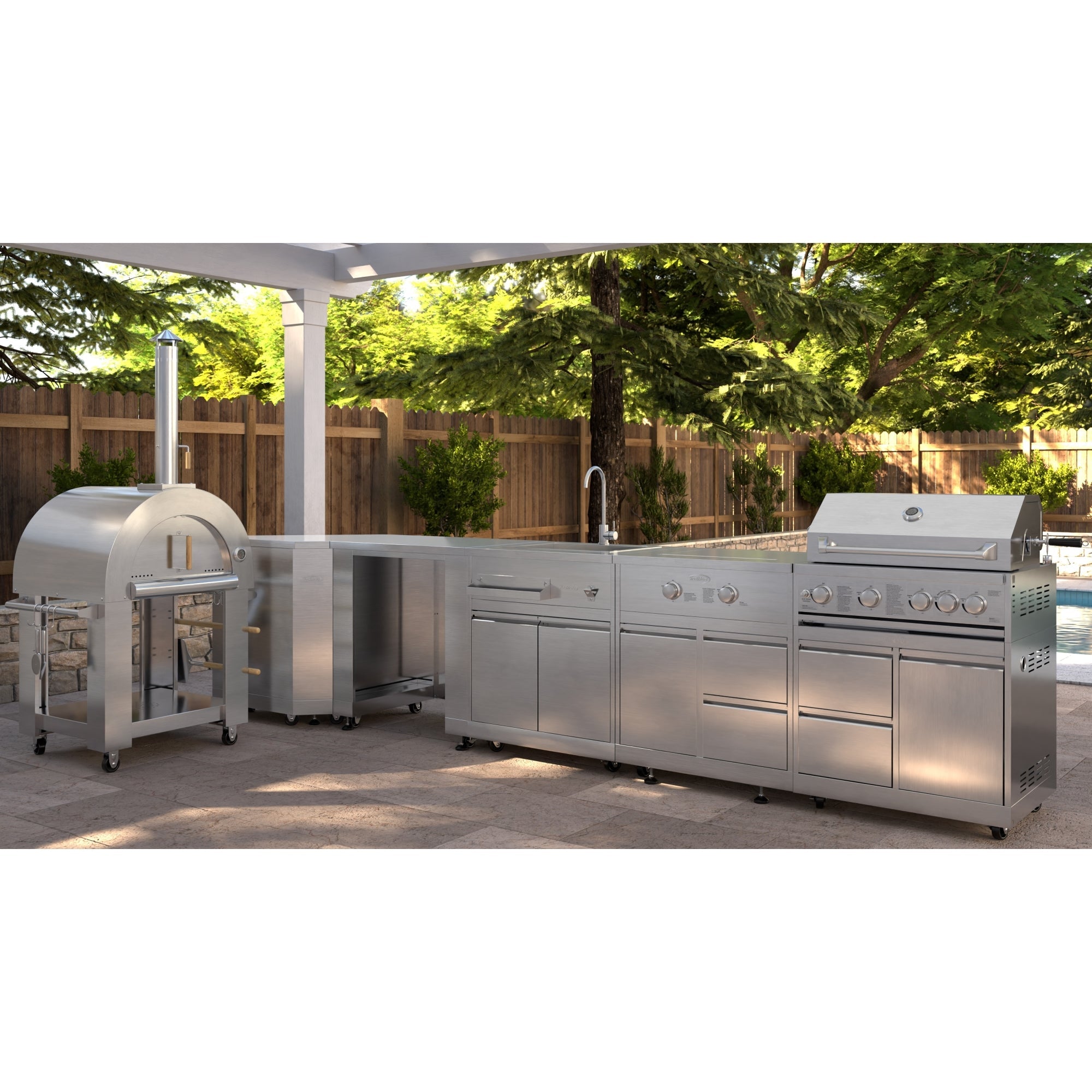 KoolMore Outdoor Kitchen 30 in. BBQ Liquid Propane Grill with Cabinet in Stainless-Steel