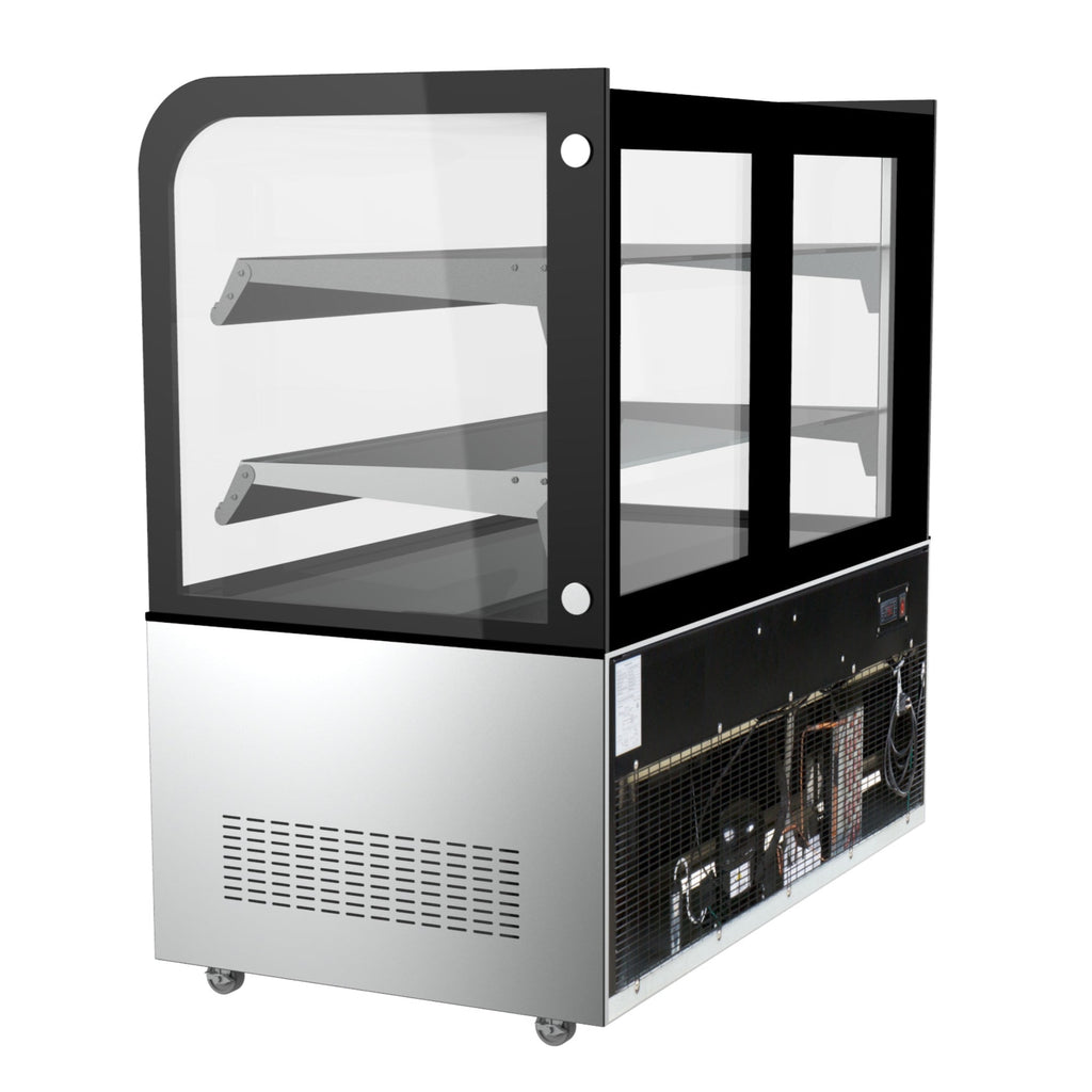 48 in. Refrigerated Bakery Display Case, Stainless Steel Frame, Curved Glass Front, 13 cu. ft. - Wrap