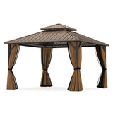 Costway 12' x 12' Hardtop Gazebo Outdoor Pergola Coffee 257863194 New