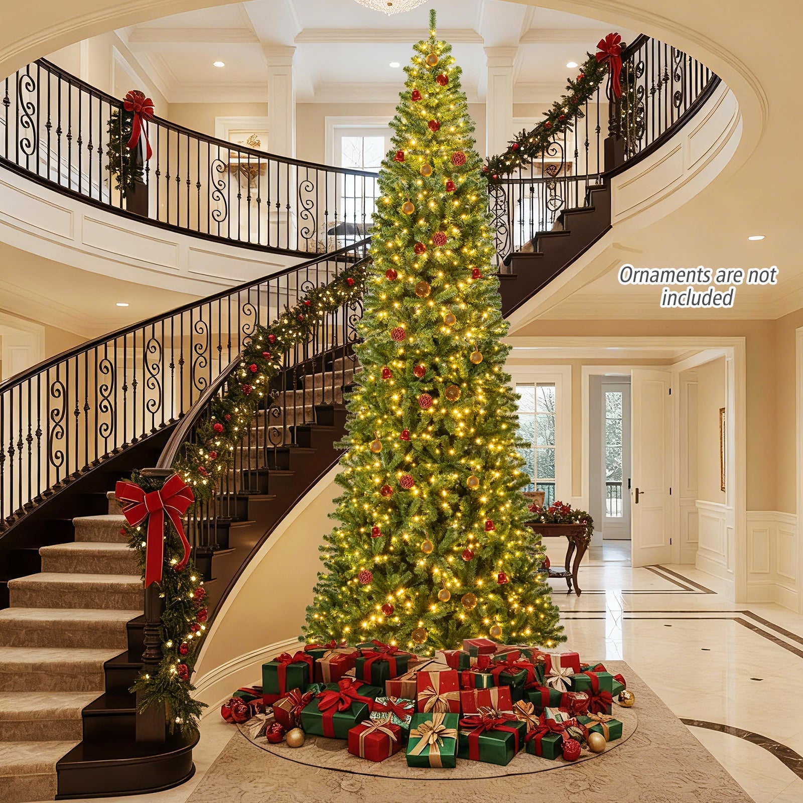 Costway 12' Prelit Hinged Artificial Christmas Tree 2536 PVC Tips 42175553 New