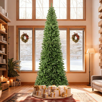 Costway 12' Prelit Hinged Artificial Christmas Tree 2536 PVC Tips 42175553 New
