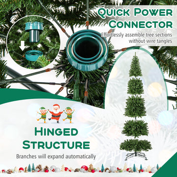 Costway 12' Prelit Hinged Artificial Christmas Tree 2536 PVC Tips 42175553 New