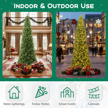 Costway 12' Prelit Hinged Artificial Christmas Tree 2536 PVC Tips 42175553 New