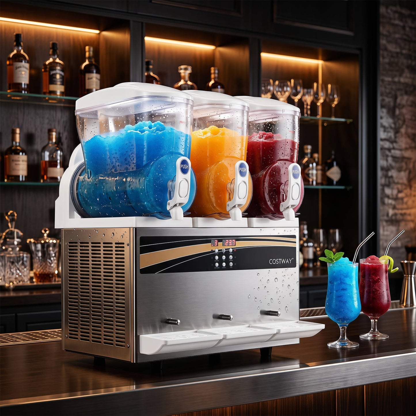 Costway 12 Gal Commercial Slushy Dispenser Triple 4 Gal Tanks Slushie Maker 26319503 New