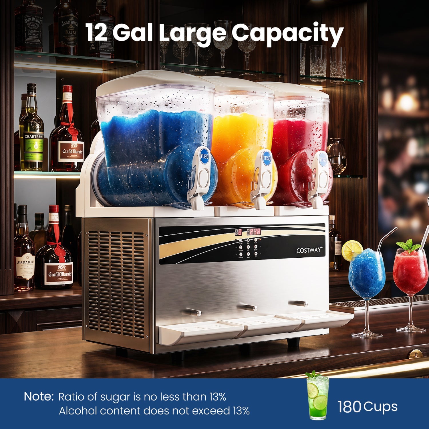 Costway 12 Gal Commercial Slushy Dispenser Triple 4 Gal Tanks Slushie Maker 26319503 New