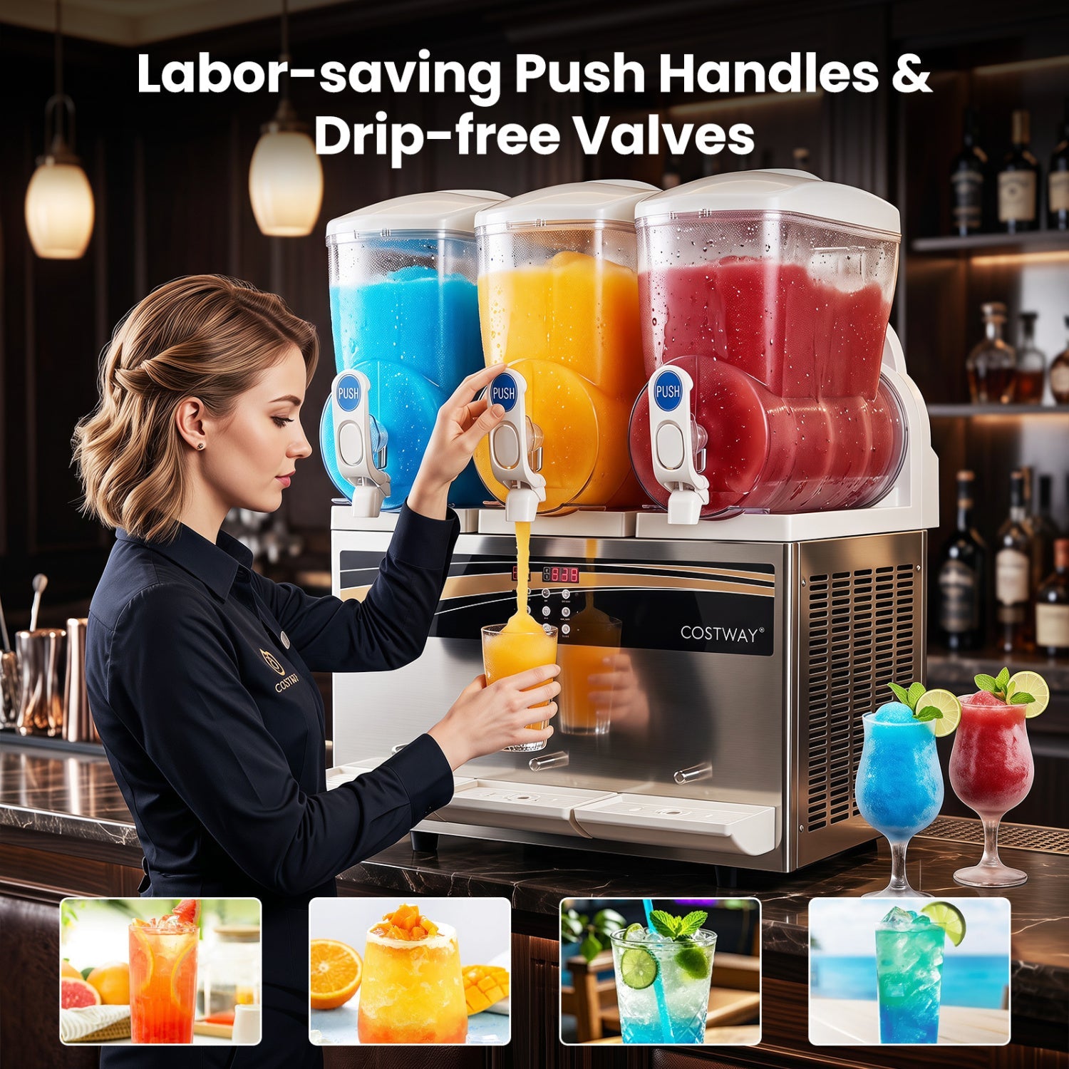 Costway 12 Gal Commercial Slushy Dispenser Triple 4 Gal Tanks Slushie Maker 26319503 New