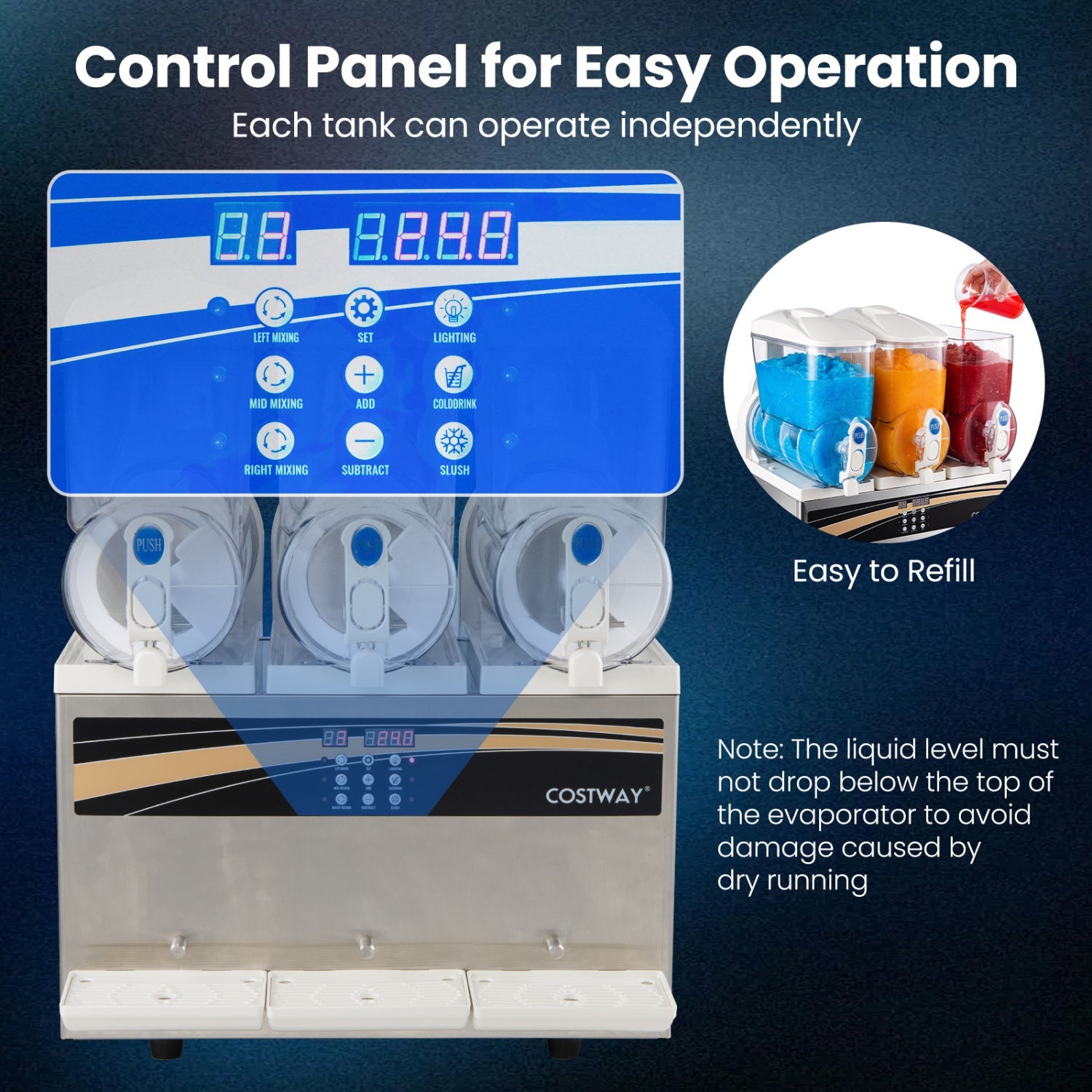 Costway 12 Gal Commercial Slushy Dispenser Triple 4 Gal Tanks Slushie Maker 26319503 New