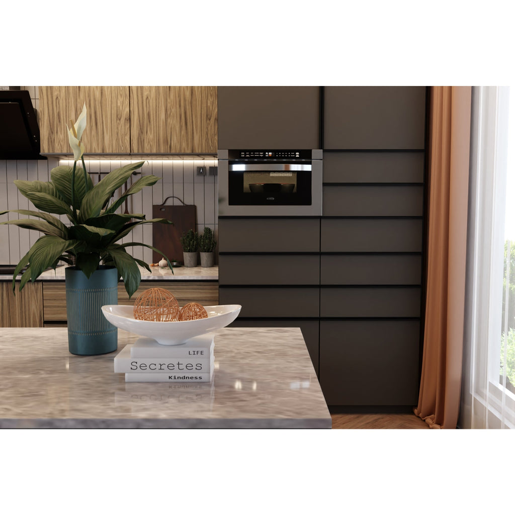 24 in. Stainless-Steel Microwave Drawer, Wall-Mounted with Flat Bottom,1.2 Cu. Ft.