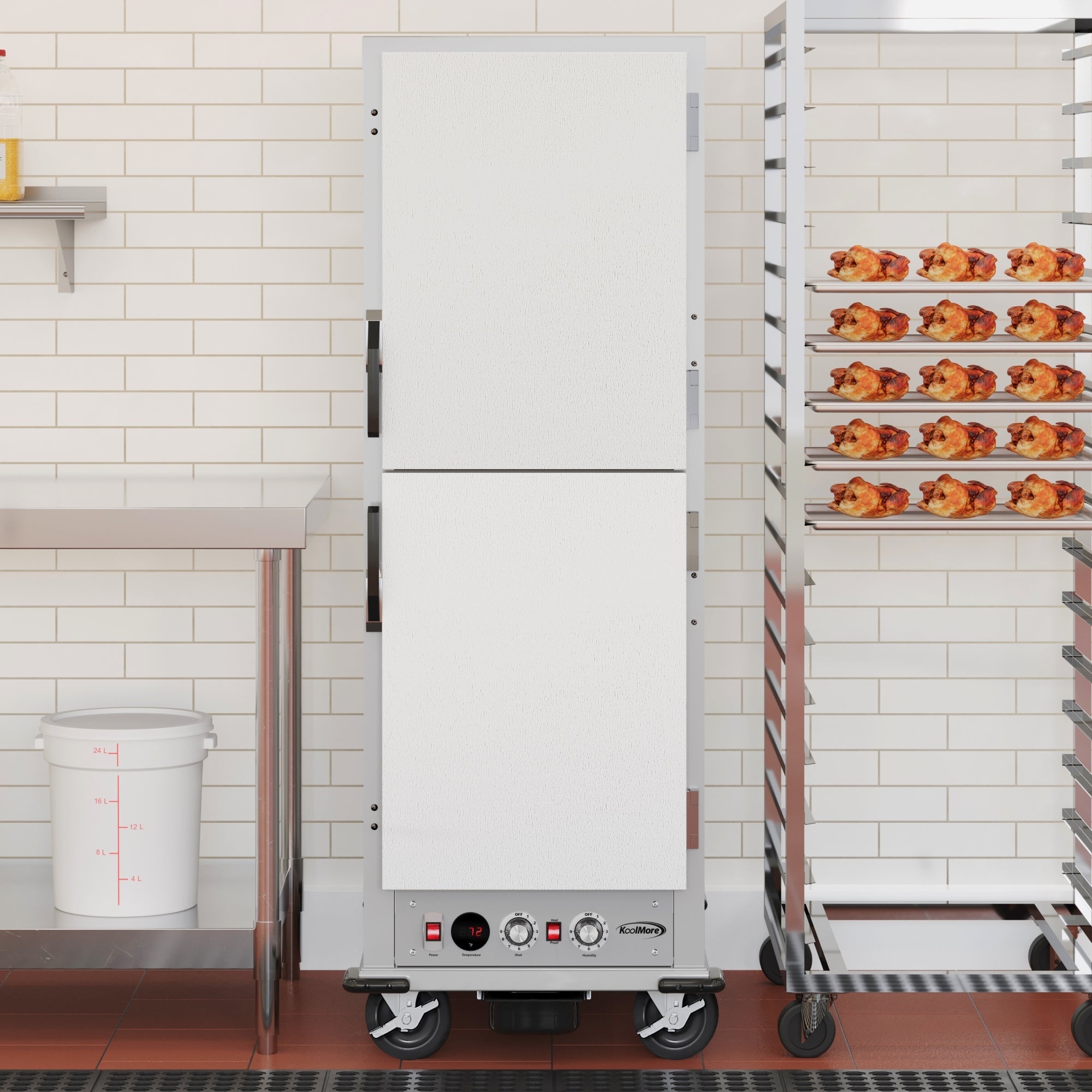 33 in. Commercial Insulated Heated Holding/Proofing  Cabinet with Wire Racks and Solid Dutch Doors in Silver