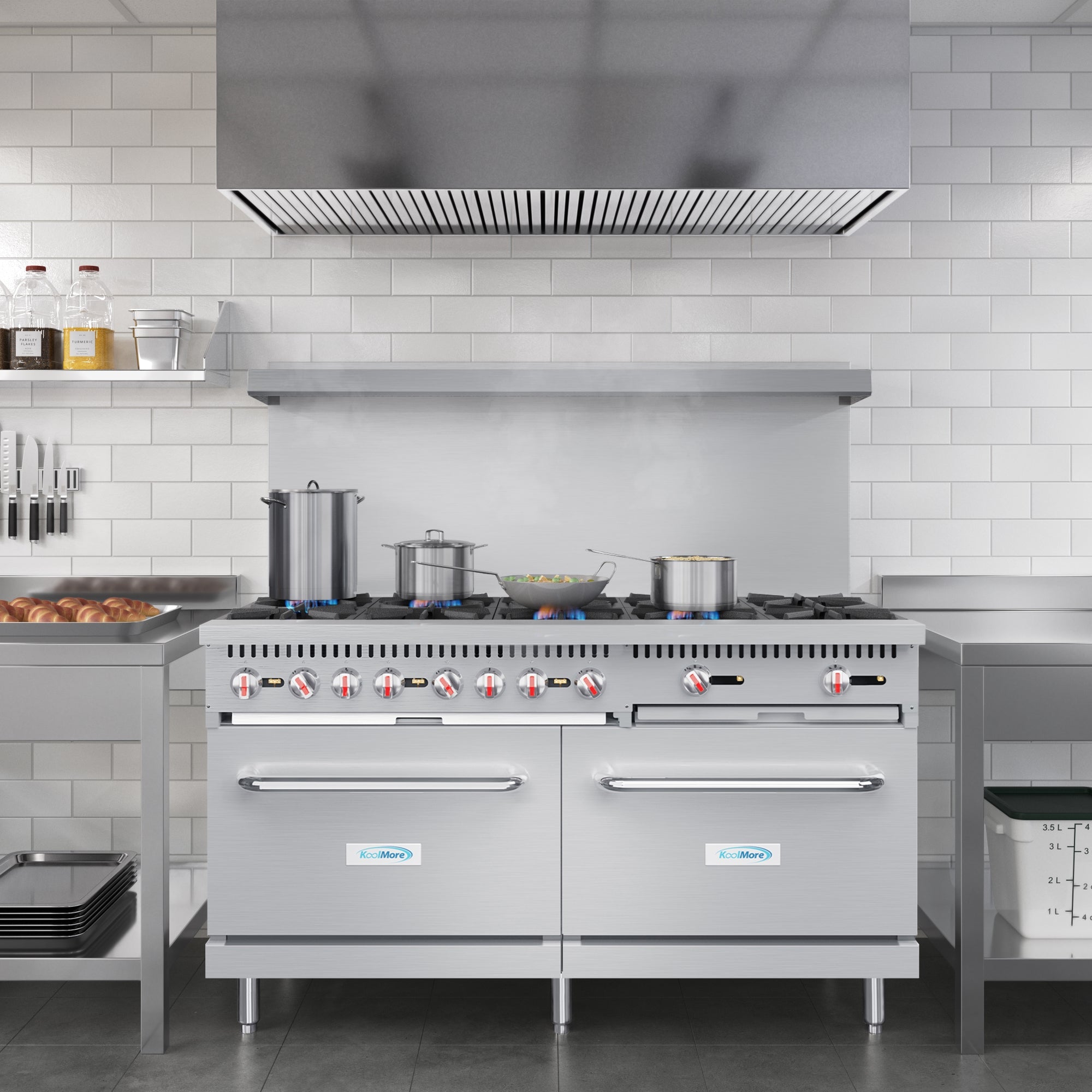 60 in. Commercial 10 Burner Natural Gas Range in Stainless-Steel