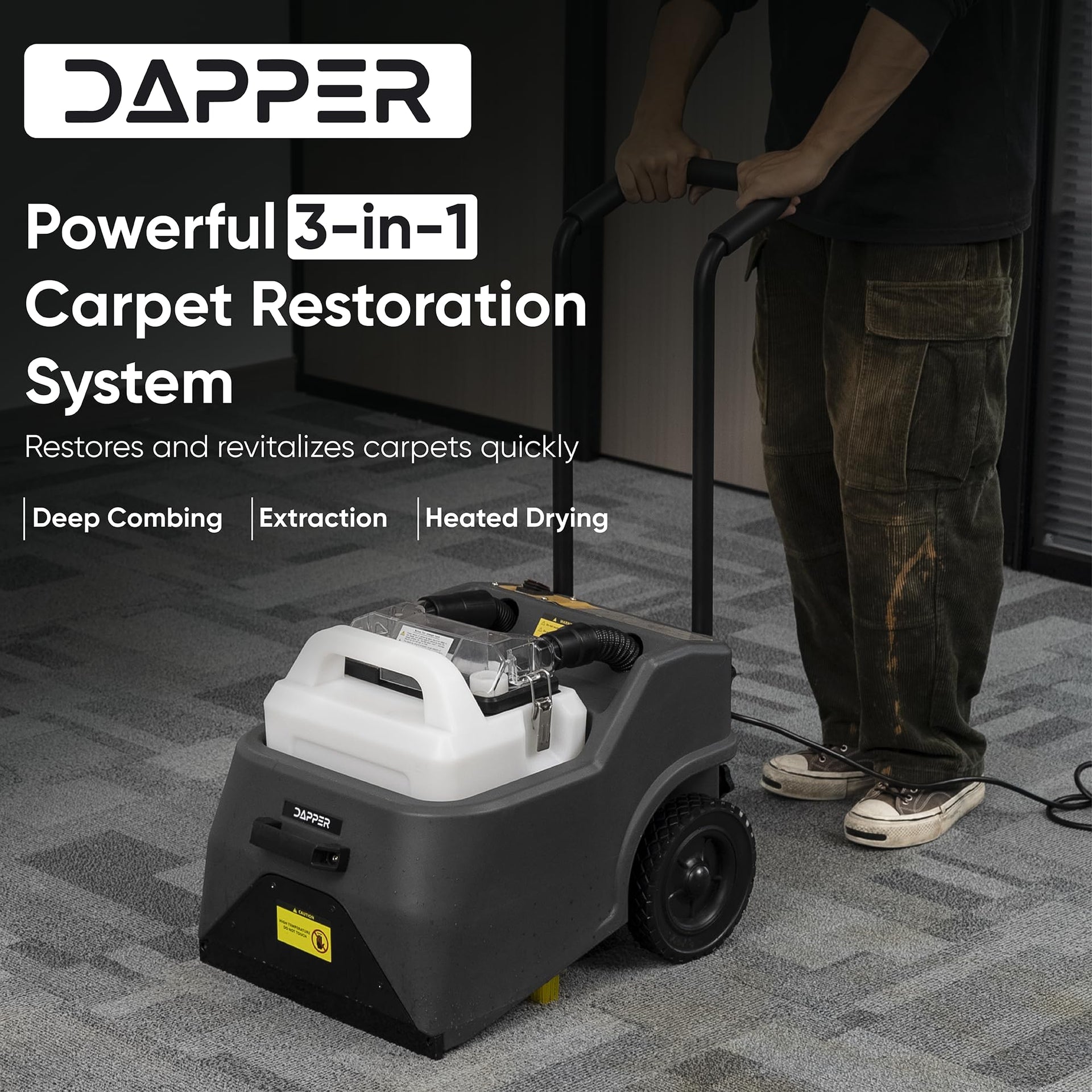 Dapper Supply Carpet Restoration Machine 3-in-1 Deep Combing Extraction 160°F Heated Drying New