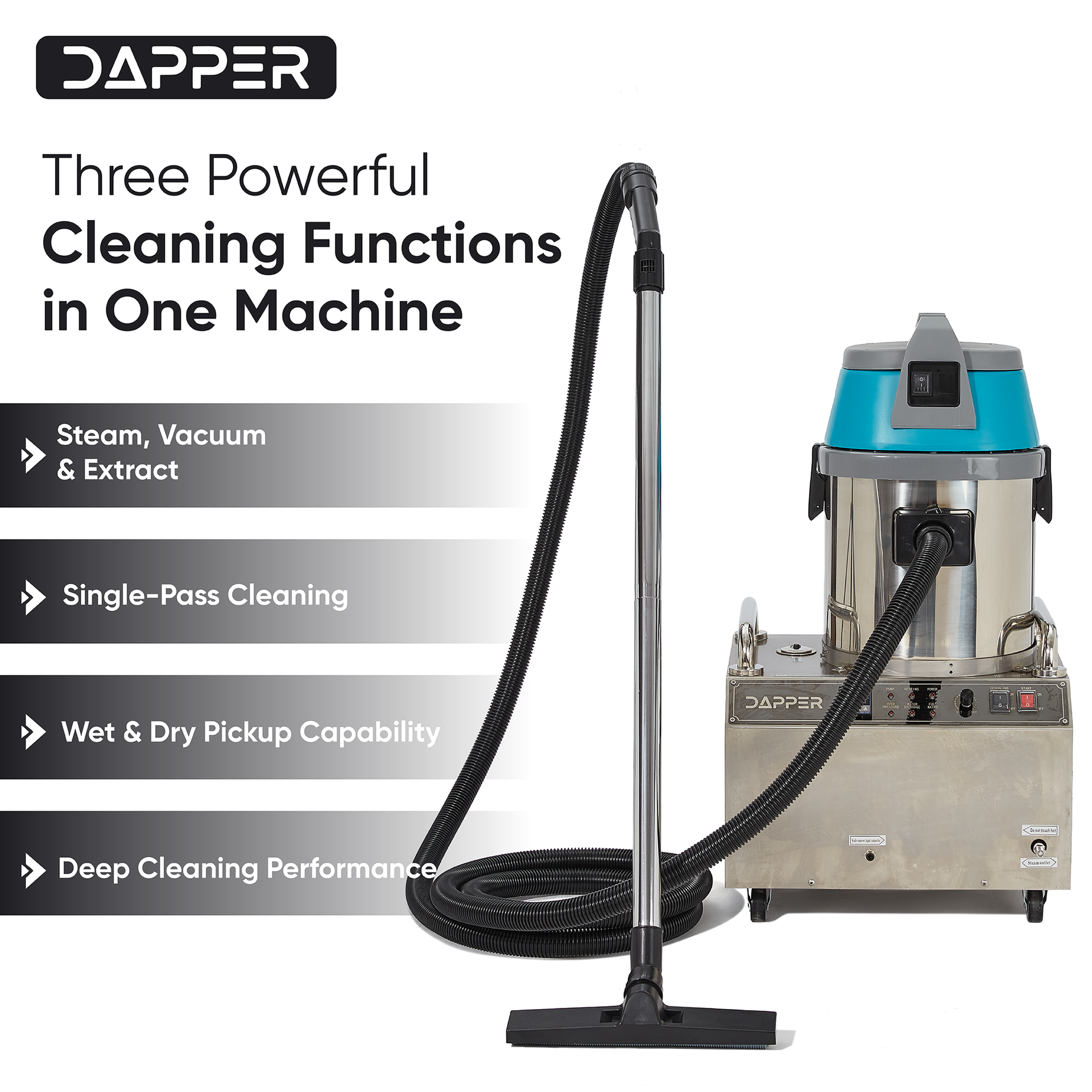 Dapper Supply Commercial Steam Cleaner with Wet/Dry Vacuum 2 Gal. Tank New