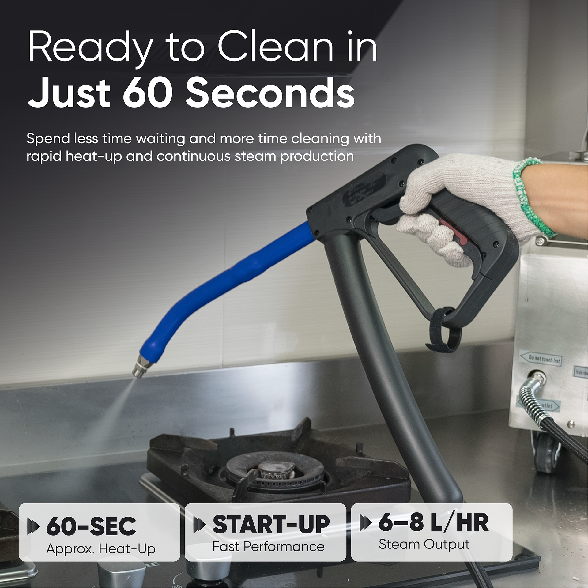 Dapper Supply Commercial Steam Cleaner with 1 Gal. Tank 230°F Max Temp New