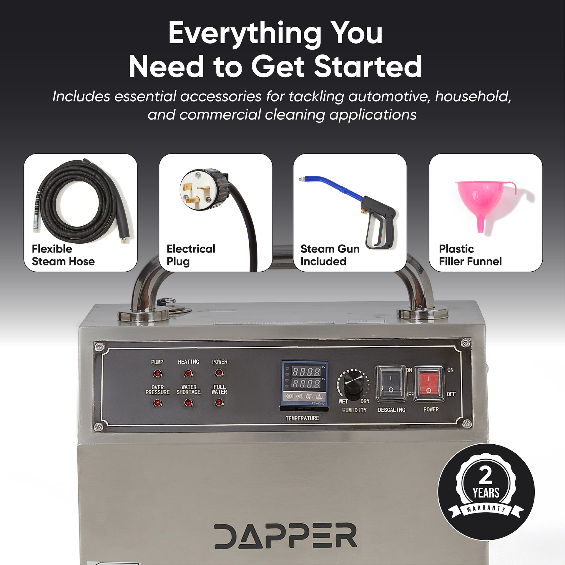 Dapper Supply Commercial Steam Cleaner with 1 Gal. Tank 230°F Max Temp New
