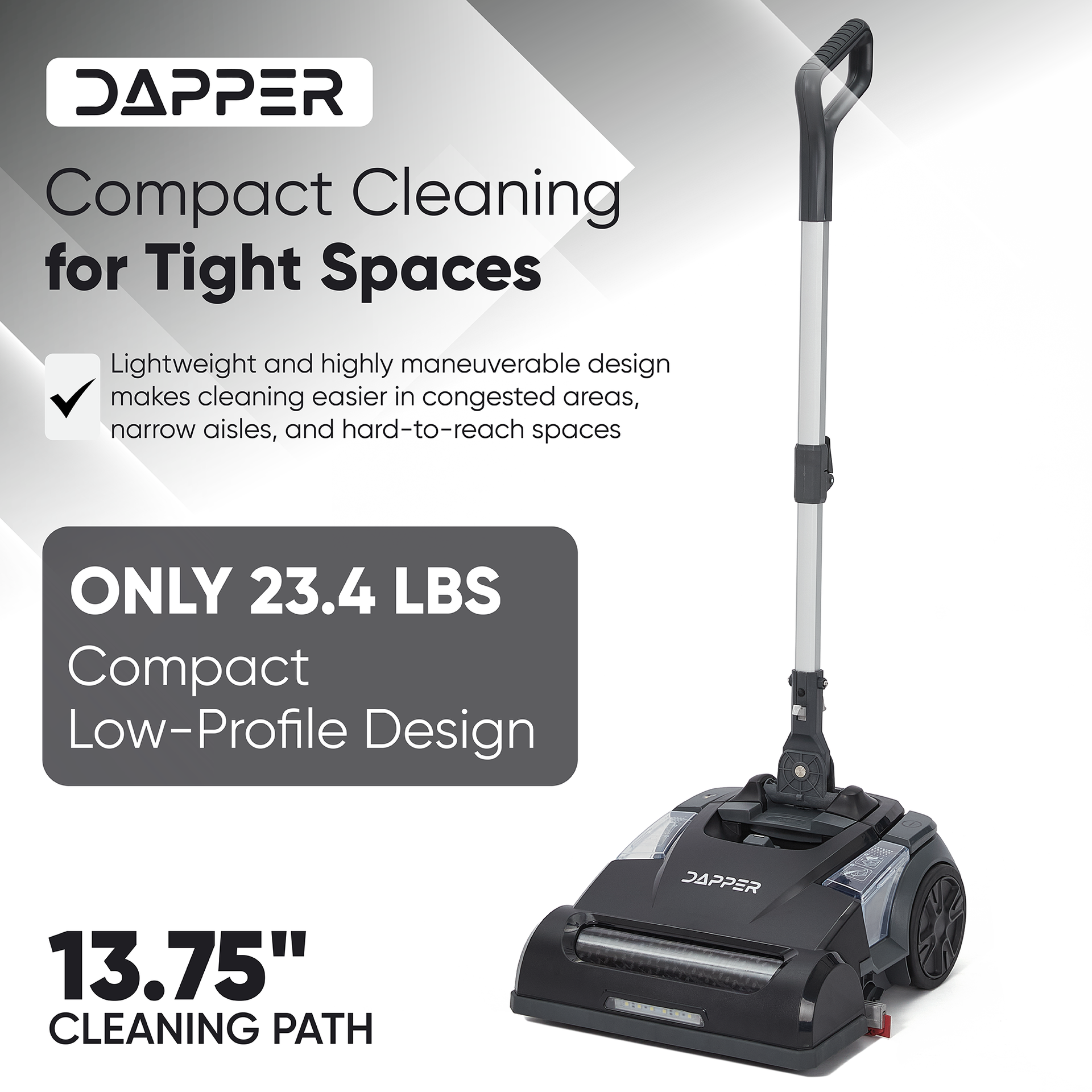 Dapper Supply Mini Floor Scrubber Battery Powered Dual Tank Foldable New
