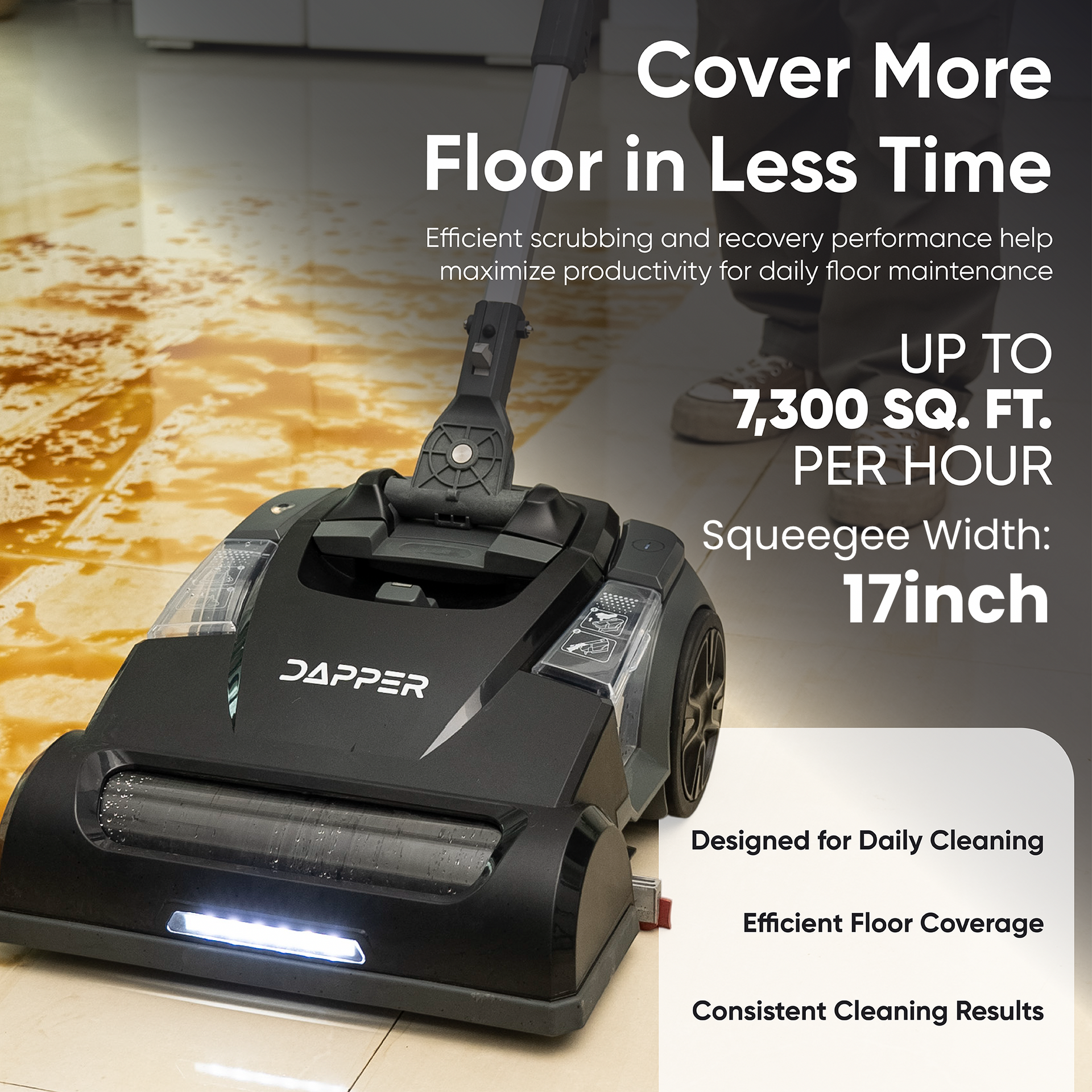 Dapper Supply Mini Floor Scrubber Battery Powered Dual Tank Foldable New