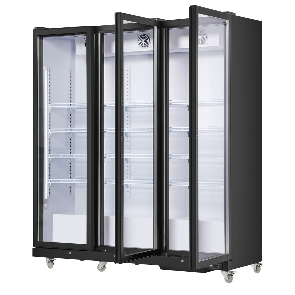 71 in. Commercial 3 Fully Glass Door Merchandiser Refrigerator, 46 cu. ft., ETL Listed in Black