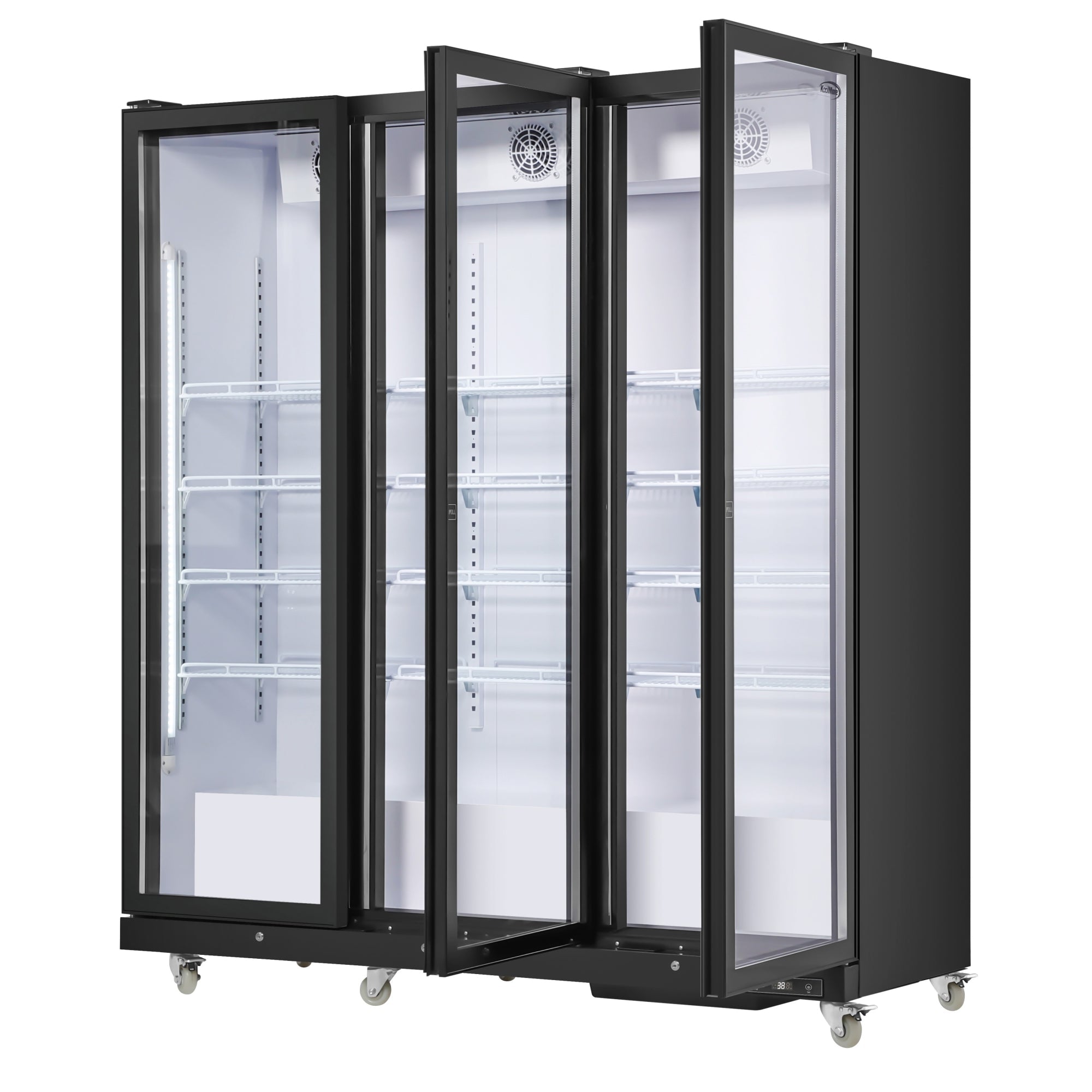 71 in. Commercial 3 Fully Glass Door Merchandiser Refrigerator, 46 cu. ft., ETL Listed in Black
